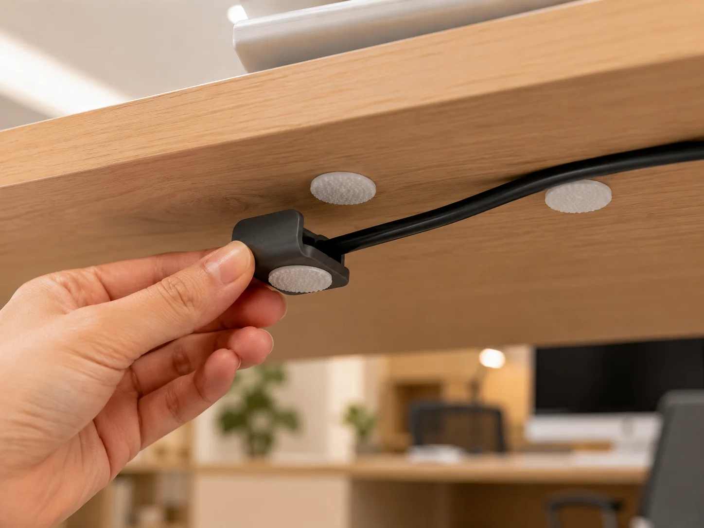 Velodot hook and loop coins used on office accessories